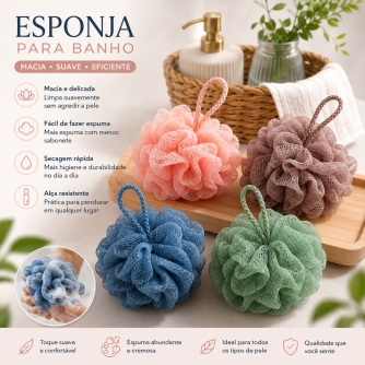 Esponja Bucha De Banho Macia Nylon