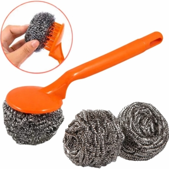 Conjunto escova lã de aço inoxidável