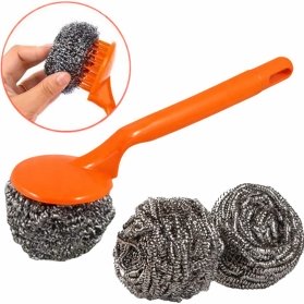 Conjunto escova lã de aço inoxidável