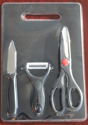 Conjunto 4 pe�as utens�lios de cozinha de a�o inox.