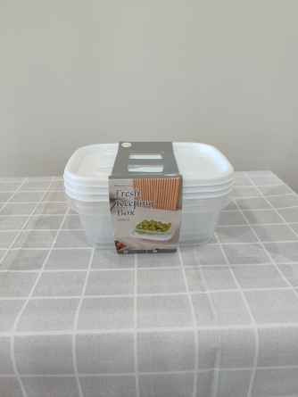 Conjunto 03 potes de plástico retangulares 1l.