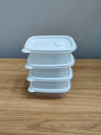 Conjunto 04 potes de plástico retangulares  400ml.