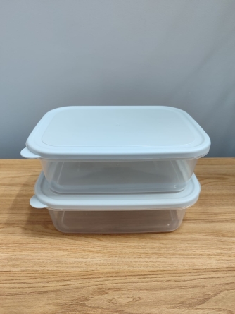 Conjunto 02 potes de plástico retangulares 26x19cm  2,5l.