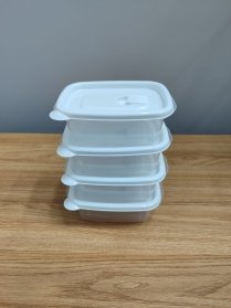 Conjunto 04 potes de plástico retangulares  400ml.